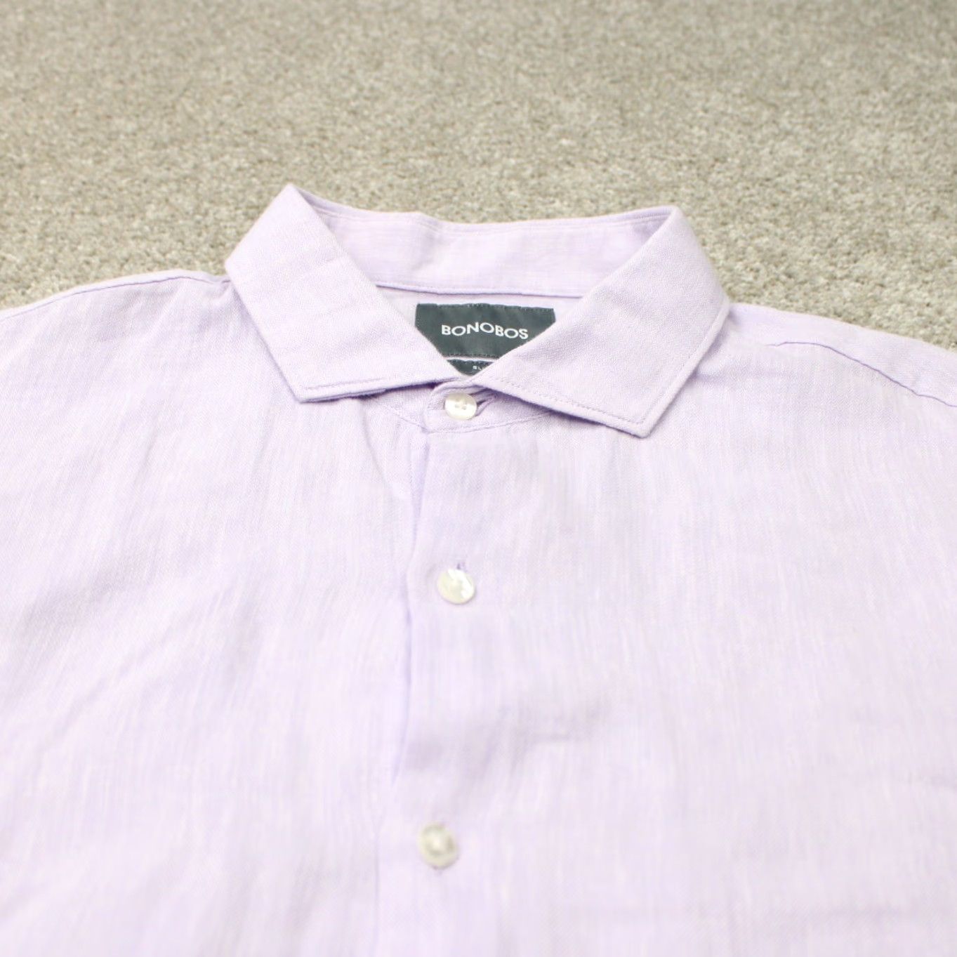 Bonobos Bonobos Shirt Mens Large Pink Slim Fit Linen/Cotton Long Sleeve Cutaway Collar Size US L / EU 52-54 / 3 - 5 Thumbnail