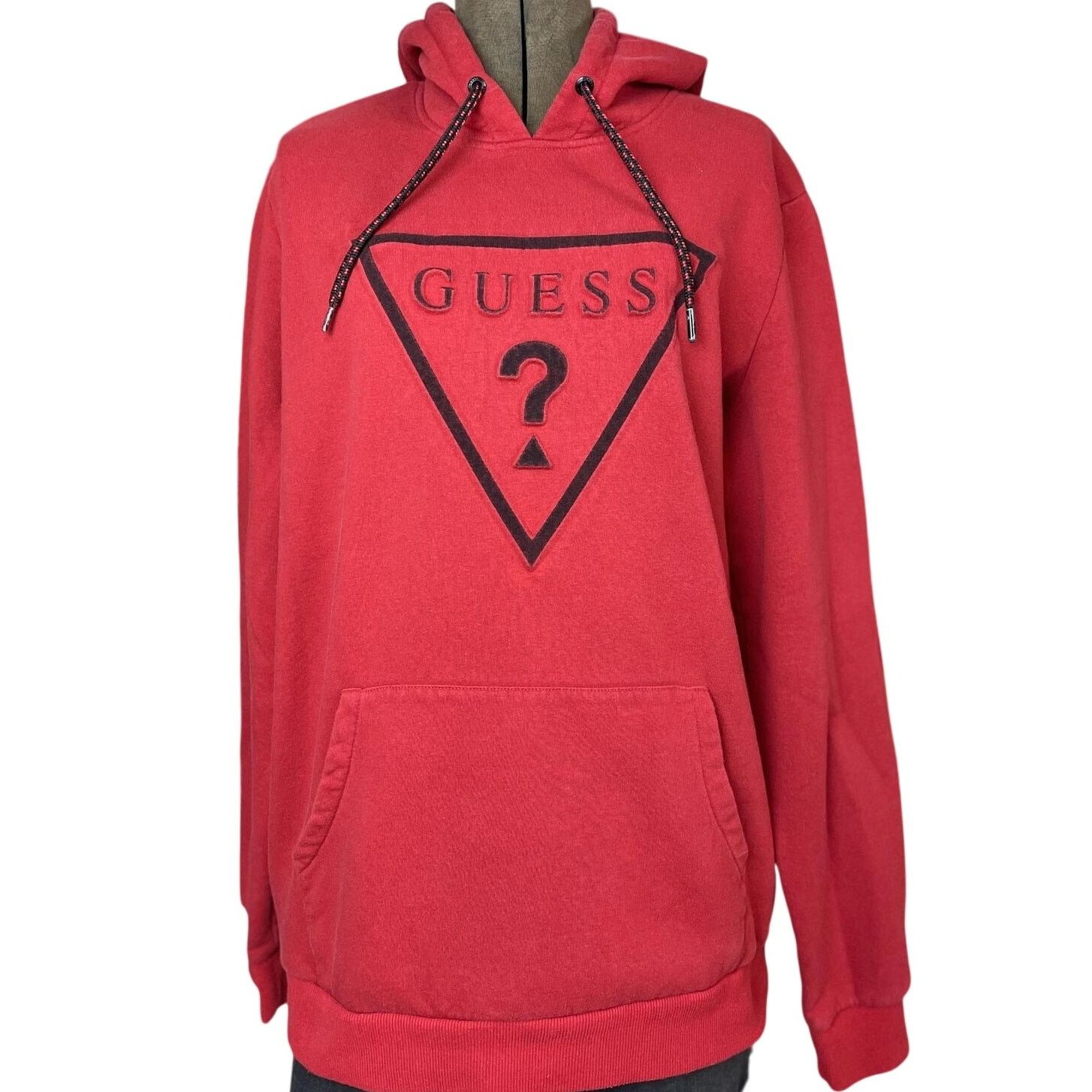 Guess Red Embossed 3D Logo Hoodie Mens (L) Streetwear Size US L / EU 52-54 / 3 - 1 Thumbnail