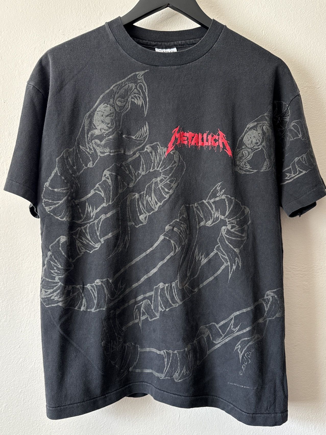 Vintage 1992 Metallica Pushead Black Snake AOP T Shirt