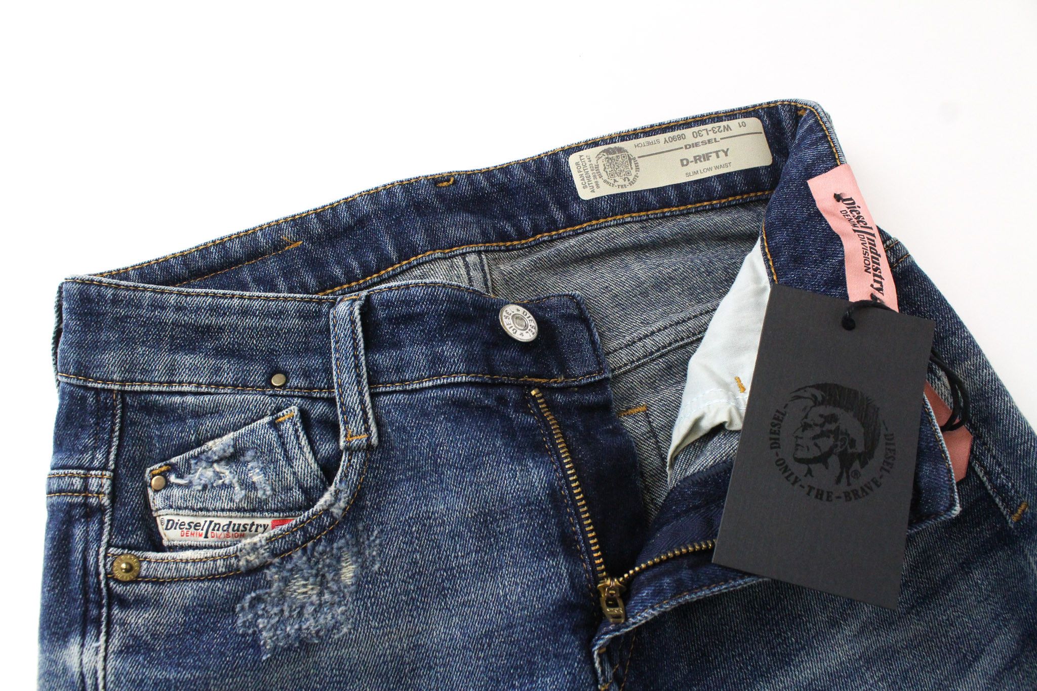 Diesel D-RIFTY 0890Y W23/L30 Blue Distressed Jeans 69766 Size 23" - 4 Thumbnail