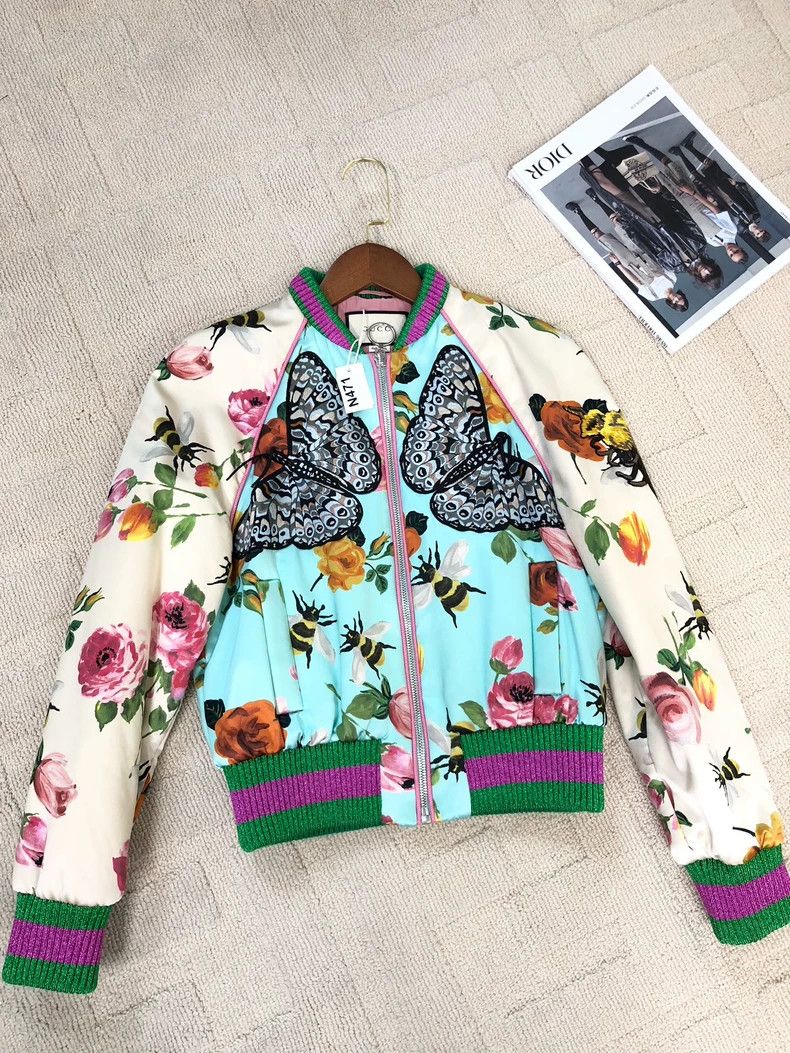Gucci Gucci Stand-up collar heavy industry printed butterfly bee Size US S / EU 44-46 / 1 - 1 Thumbnail