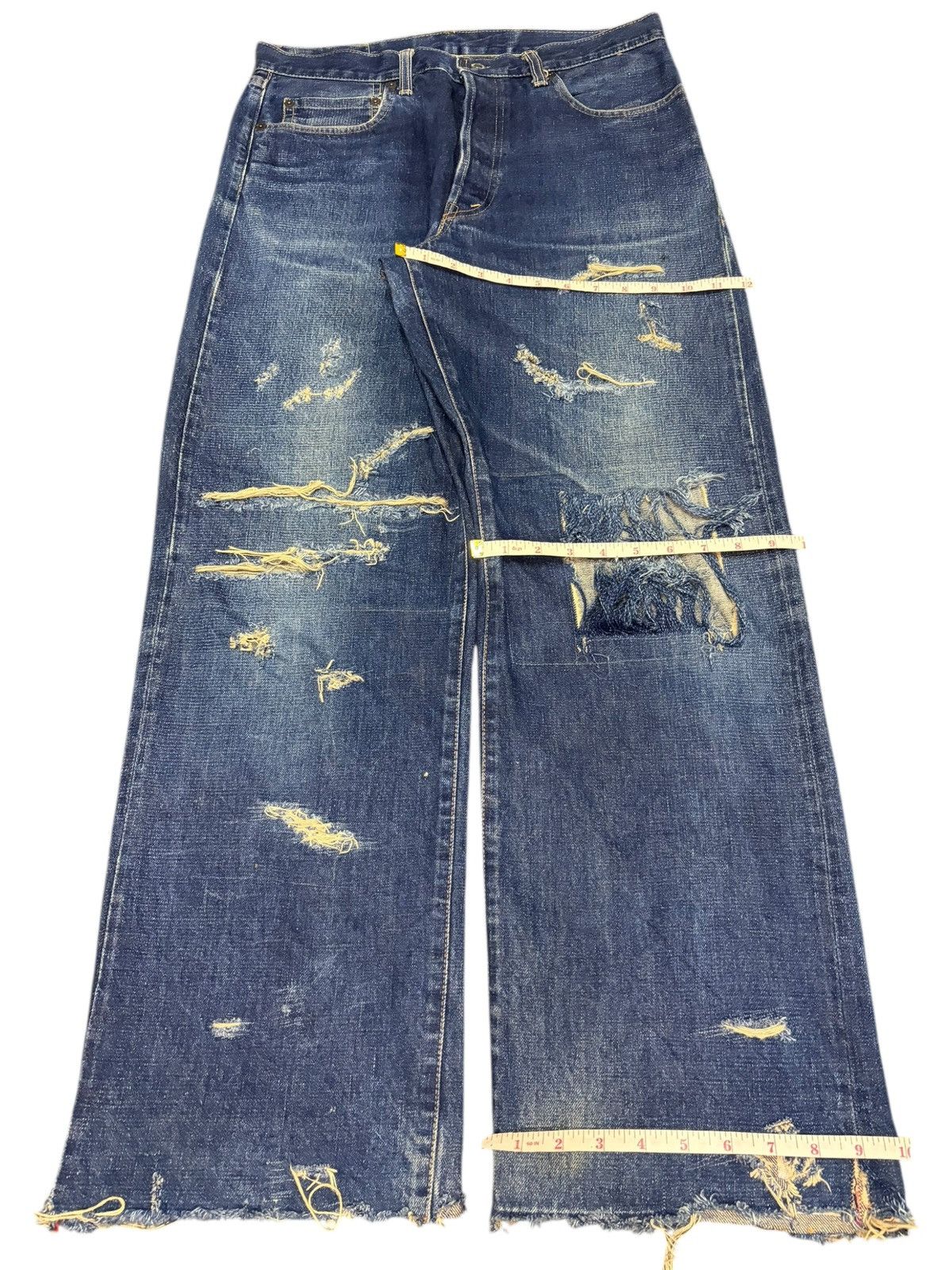 Blue Blue Japan Vintage Blue Blue Hr Market Patch Selvedge Baggy Jeans Size US 31 - 8 Thumbnail