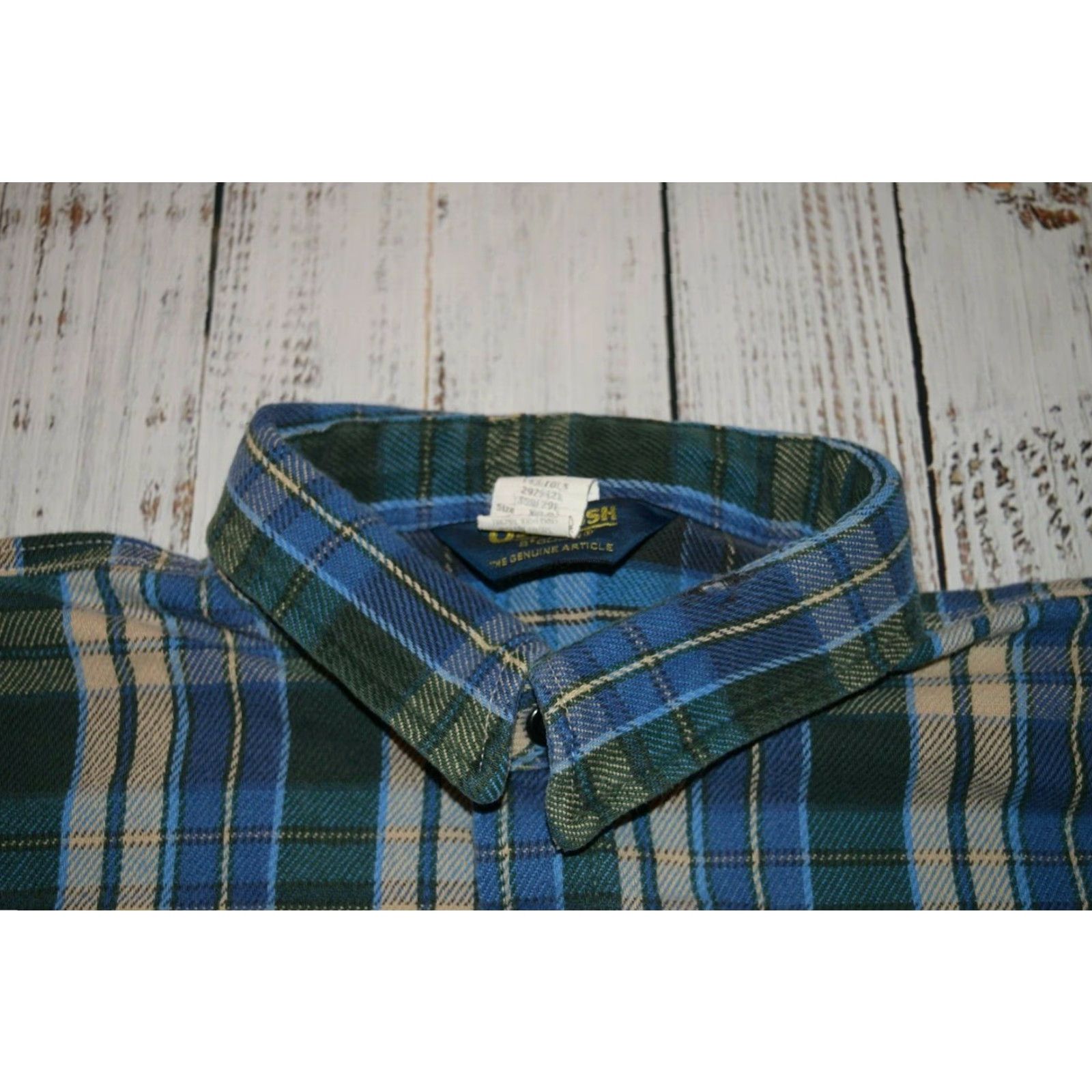 Vintage OSHKOSH B'GOSH MENS SHIRT 2XL BLUE GREEN COTTON VINTAGE FLANNEL USA BUTTON-FRONT 90s STYLE Mens Size US XXL / EU 58 / 5 - 7 Thumbnail