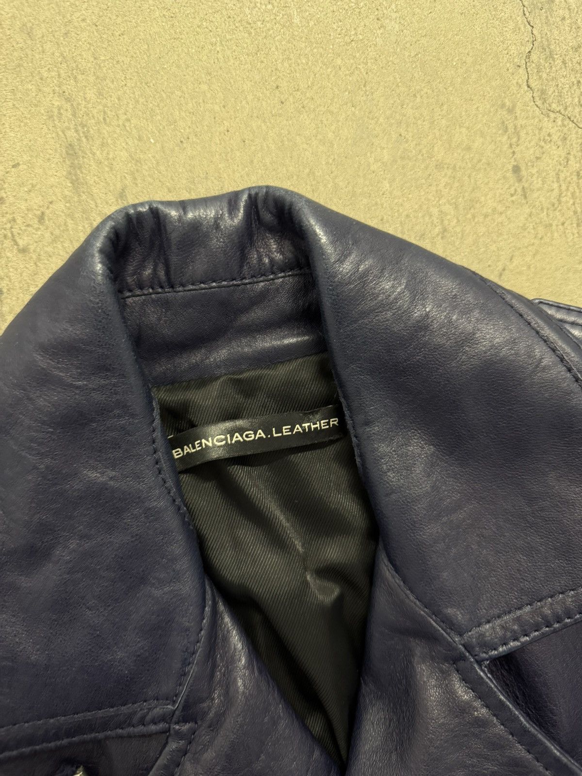 Balenciaga Balenciaga Navy Blue Leather Moto Jacket Size XS / US 0-2 / IT 36-38 - 4 Thumbnail