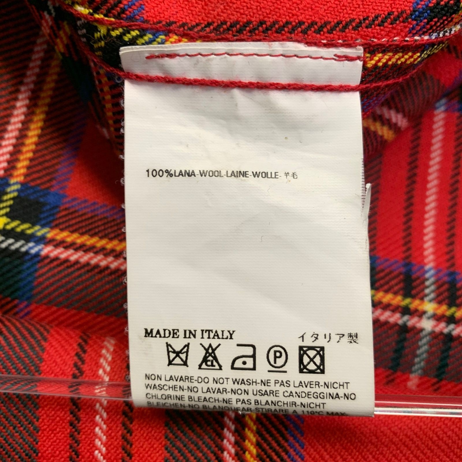 Dsquared2 DSQUARED2 Red MultiColor Wool Button Up Long Sleeve Shirt Size US M / EU 48-50 / 2 - 7 Thumbnail