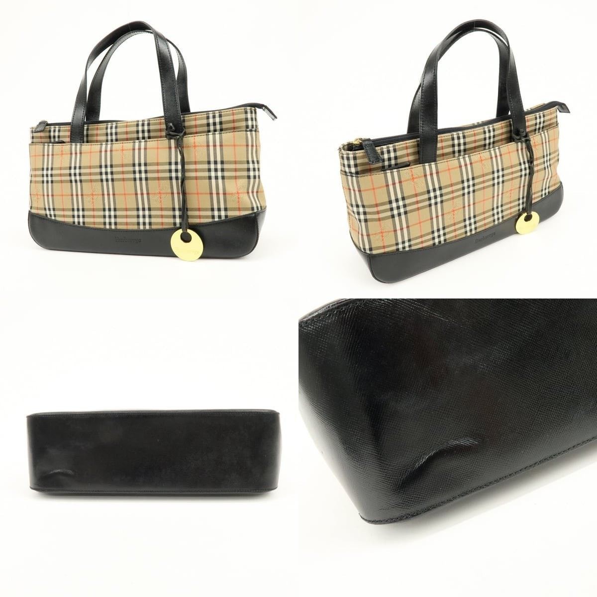 Burberry Burberry Nova Check Canvas & Leather Tote Beige Size ONE SIZE - 3 Thumbnail