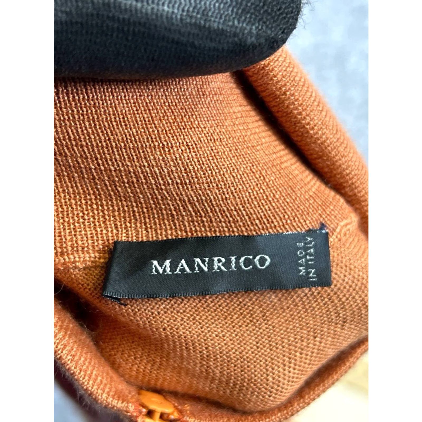 Vintage Manrico Sweater Mens Large Orange Cashmere Silk Knit Quarter Zip Size US L / EU 52-54 / 3 - 3 Thumbnail