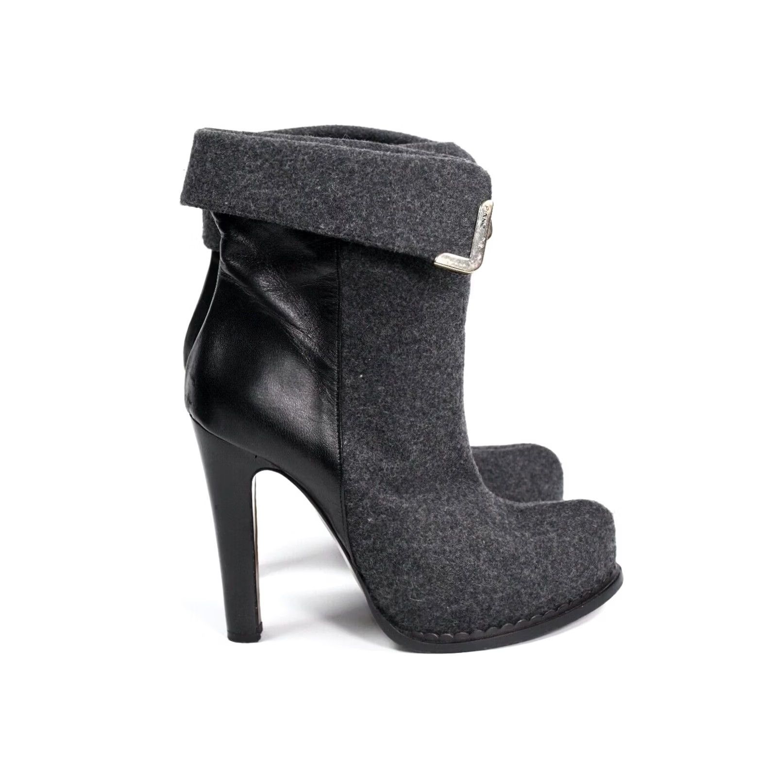 Pinko PINKO Boot Leather Heel Bootie GrayEU 40 US 9 UK 7 Women Boots 4 in+ Ultra High 40 Leather Women's Boots Size US 7 / IT 37 - 3 Thumbnail