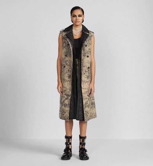 o1w1db10824 2-in-1 Sleeveless Coat in Beige Black