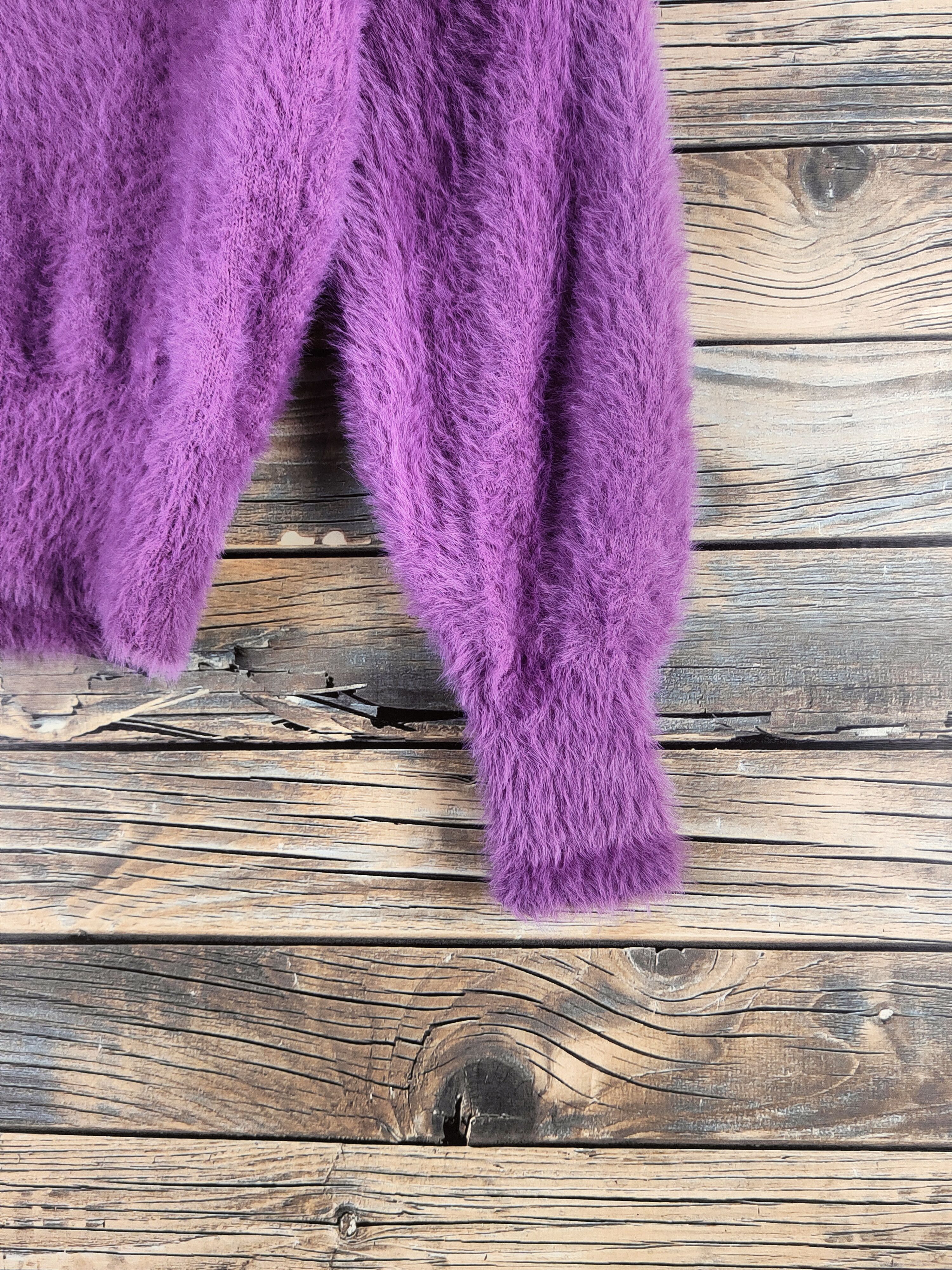 Japanese Brand DL GRL Purple Fur Mohair Knitwear #46-987 Size S / US 4 / IT 40 - 6 Thumbnail