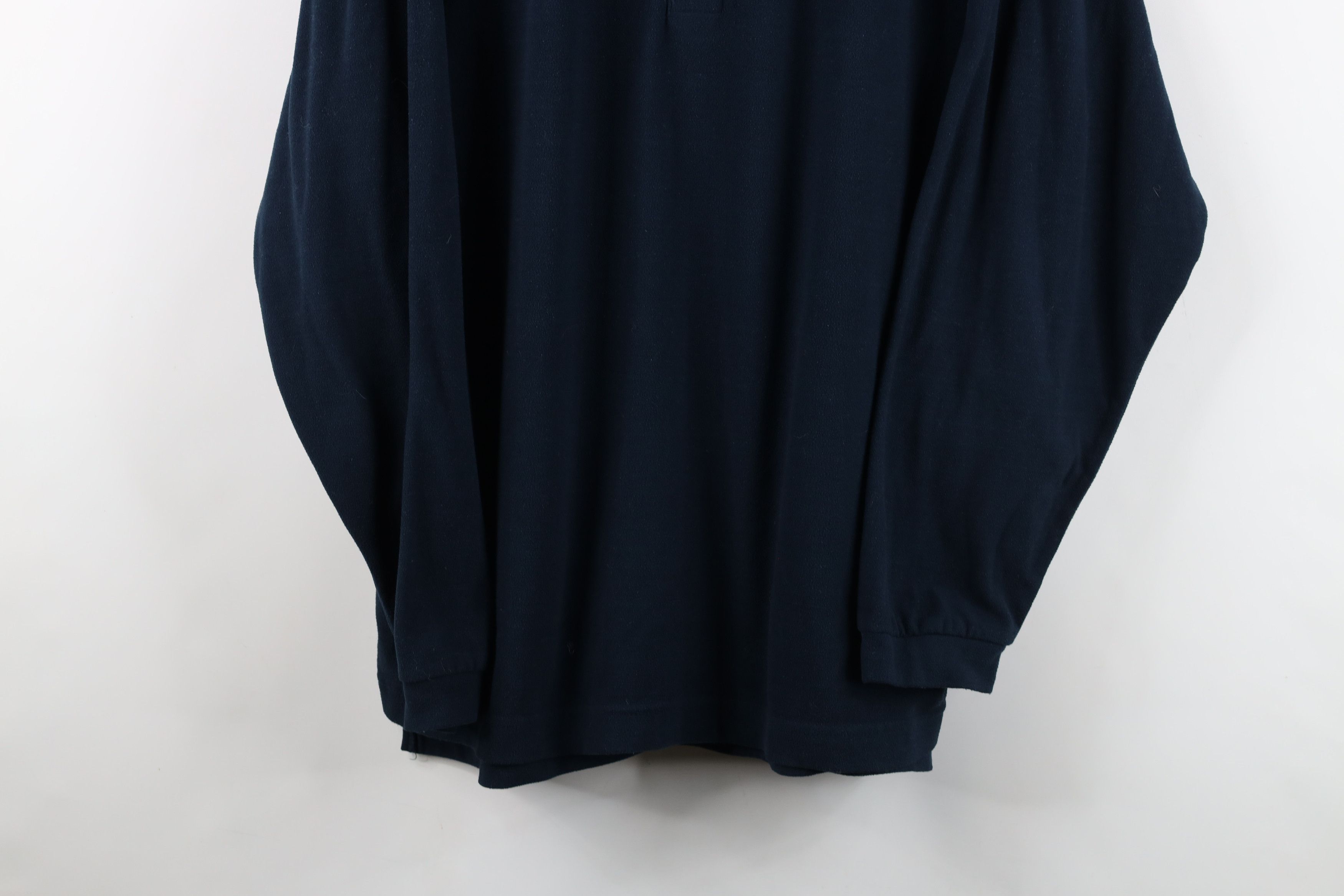 Vintage Vintage 90s Perry Ellis Spell Out Henley Fleece Sweater Blue Size US M / EU 48-50 / 2 - 3 Thumbnail