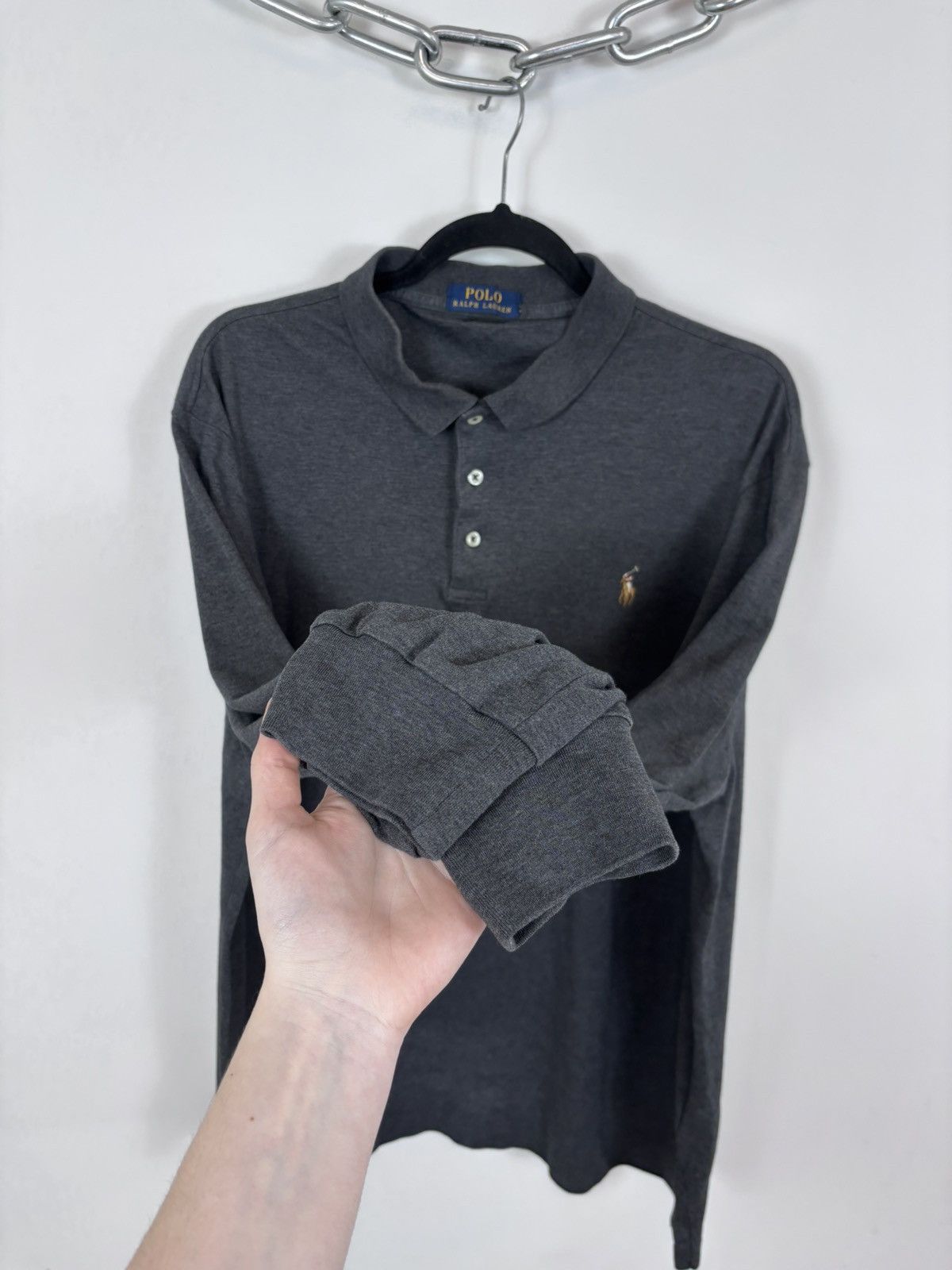 Polo Ralph Lauren Polo Ralph Lauren Men’s Slim Fit Grey Long Sleeve Polo Shirt Size US XL / EU 56 / 4 - 8 Thumbnail