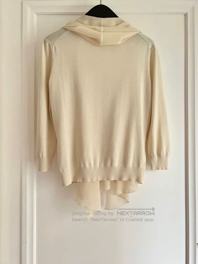 Hermes Hermes Scarf Decorated Knitted Cardigan, Cream Beige Cotto Size XS / US 0-2 / IT 36-38 - 4 Thumbnail