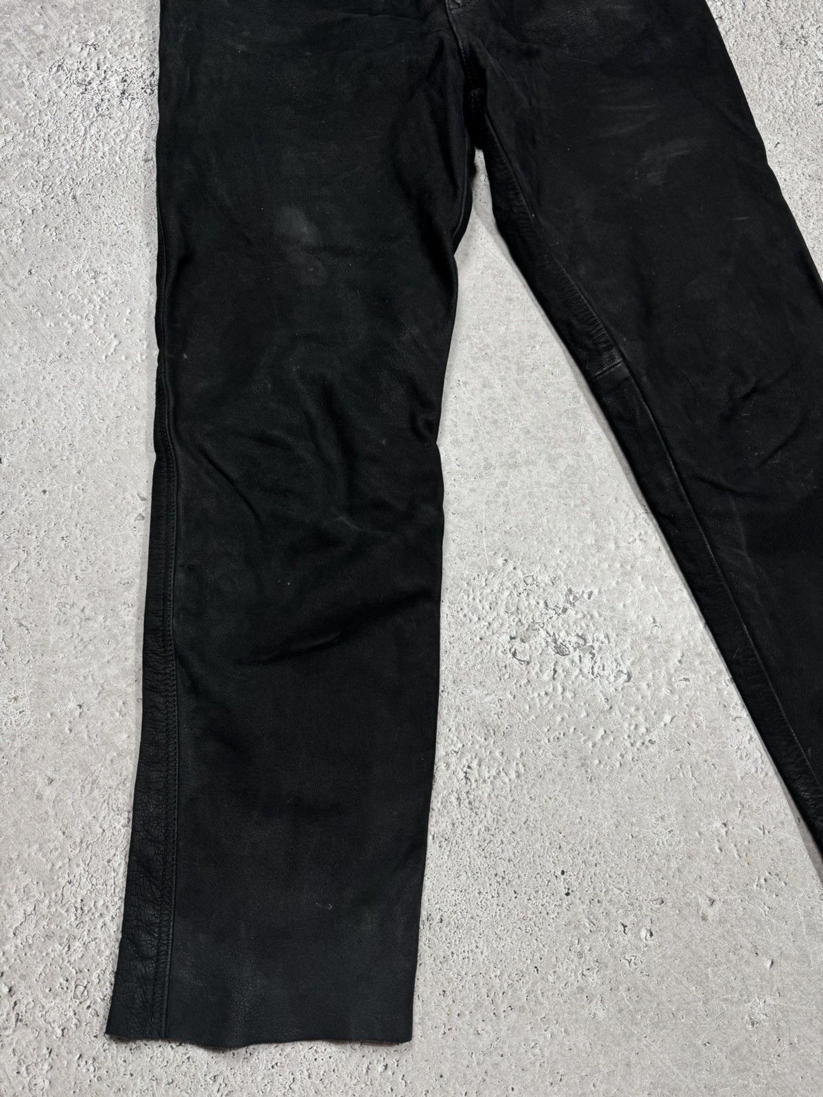 Leather Distressed Leather Pants Black Size 34 Straight Fit Biker Size US 32 / EU 48 - 4 Thumbnail