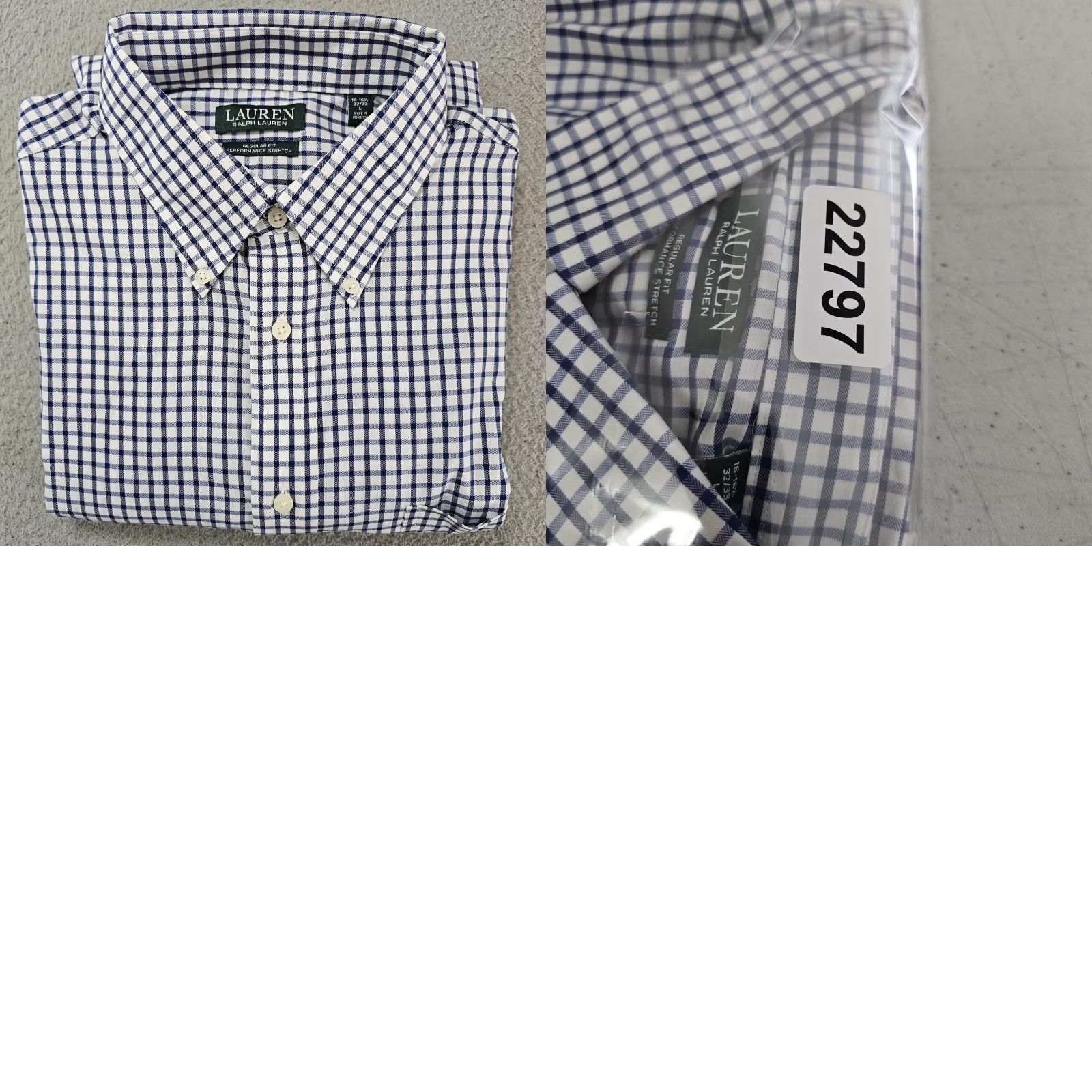 Ralph Lauren Lauren Ralph Lauren Shirt Mens Large Navy White Check Regular Fit Stretch New Size US L / EU 52-54 / 3 - 9 Thumbnail