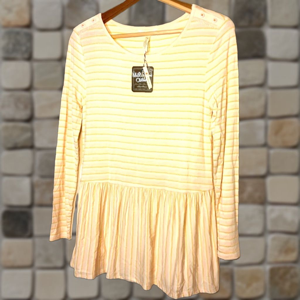 Vintage Matilda Jane Women's Long Sleeve Peplum Shirt S Pink Stripe Casual Knit Fall Spring Winter Size S / US 4 / IT 40 - 1 Thumbnail