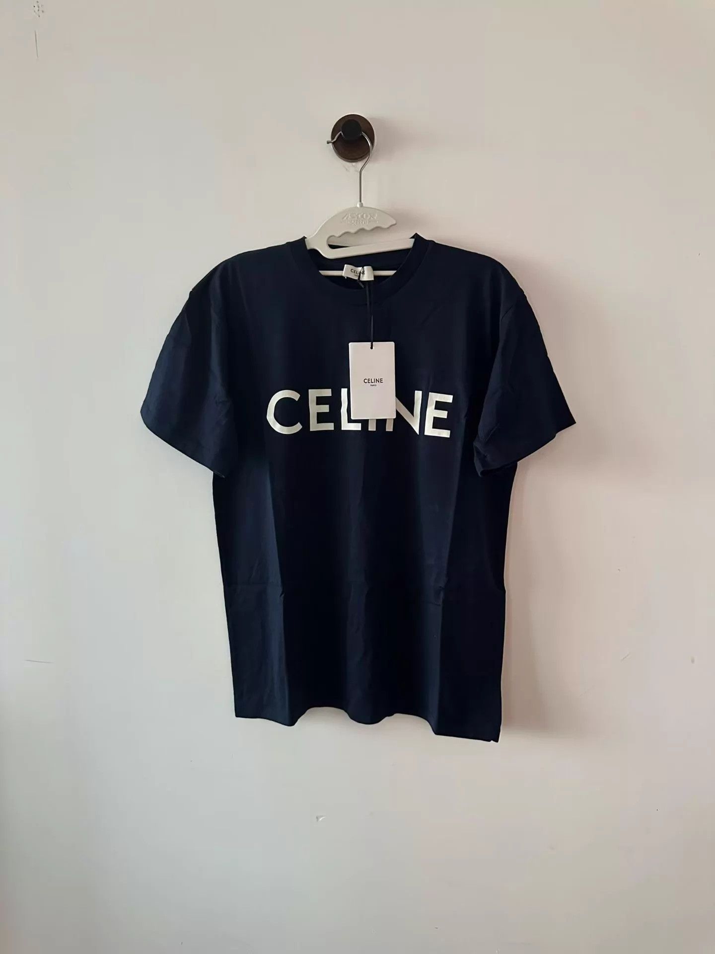 Celine CELINE Navy Blue Logo Short Sleeve M (New) Size M / US 6-8 / IT 42-44 - 1 Thumbnail