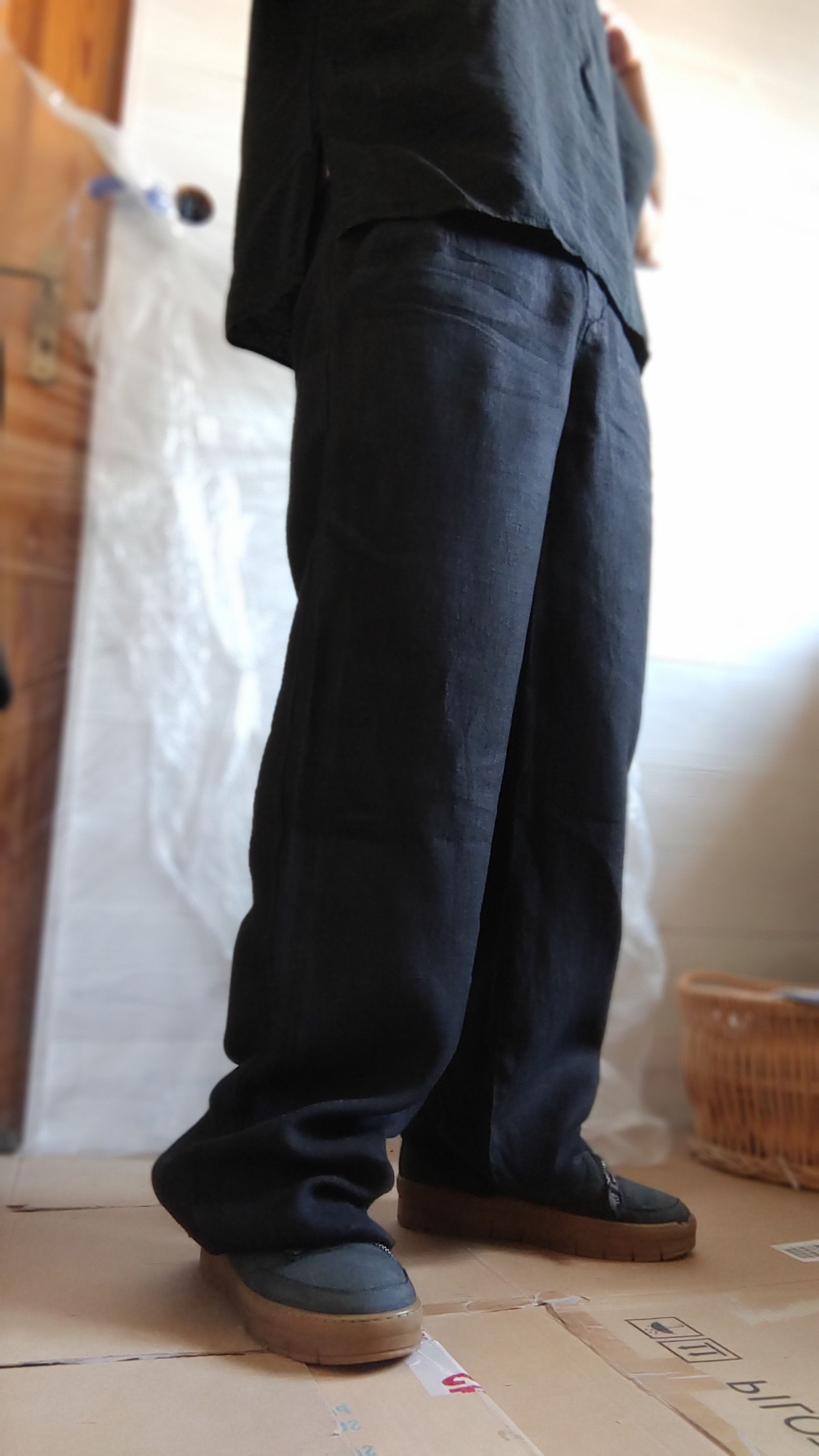 Vintage 100% Linen Pants Darkfashion Minimal y2k Vintage Wide Flared Size US 33 - 13 Thumbnail