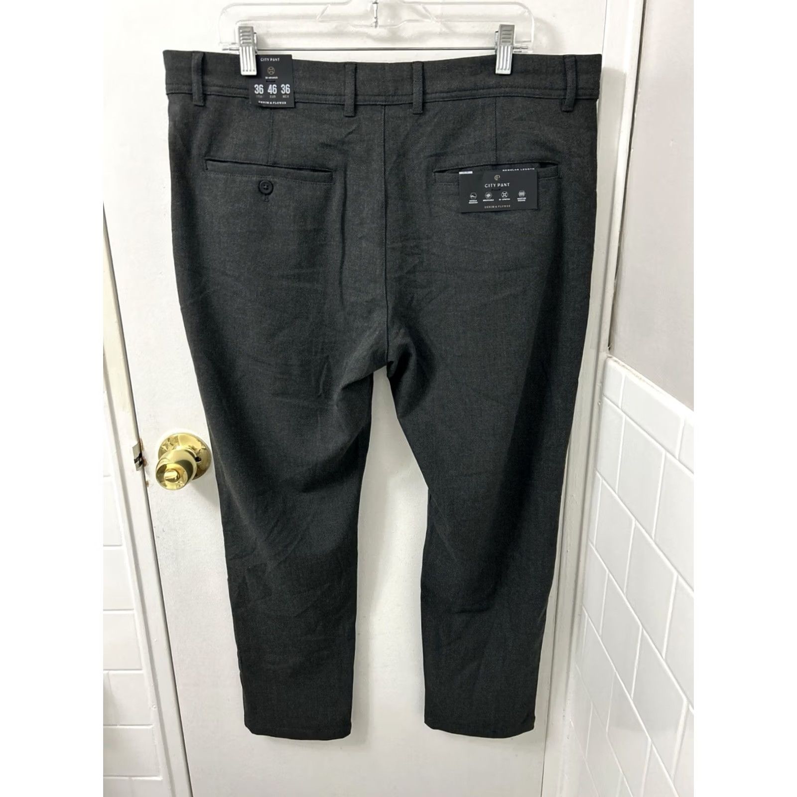 Denime Denim & Flower Ricky Singh City Pant Men 36x28 Gray Stretch Trousers NWT Regular Straight Front Wide Options Pants Size US 36 / EU 52 - 2 Thumbnail