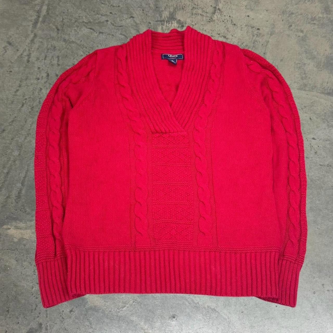 Chaps × Vintage Vintage 90s Chaps Denim Cable Knit Sweater Size US M / EU 48-50 / 2 - 1 Thumbnail