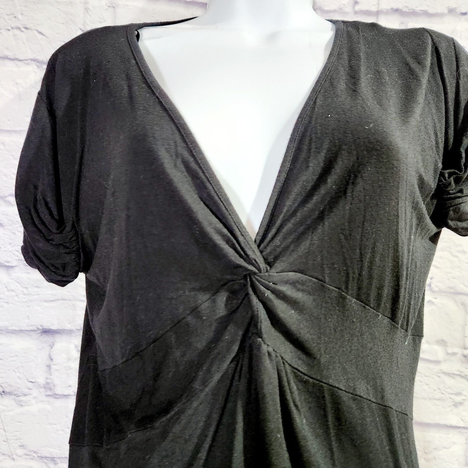 Other Nine West Black Deep V Neck Twisted Bodice Large Stretchy Size L / US 10 / IT 46 - 3 Thumbnail