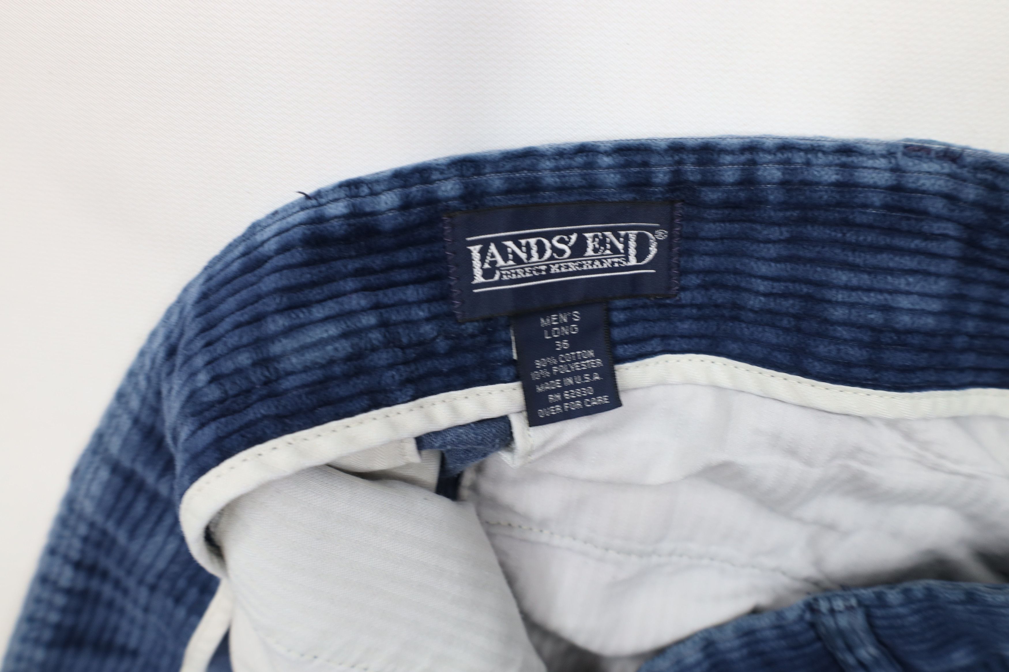Lands' End × Vintage Vintage 90s Lands End Wide Leg Corduroy Chino Pants Blue USA Size US 36 / EU 52 - 9 Thumbnail