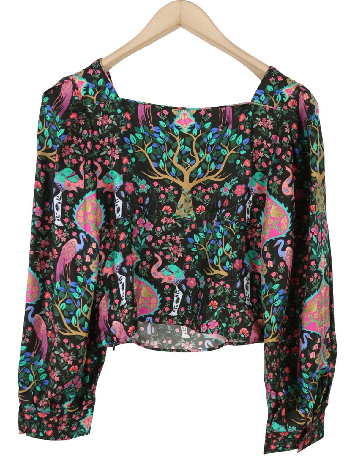 Sandro 0 XS Colourful Silk Square Neckline Cropped Balloon 88509 Size XS / US 0-2 / IT 36-38 - 5 Thumbnail