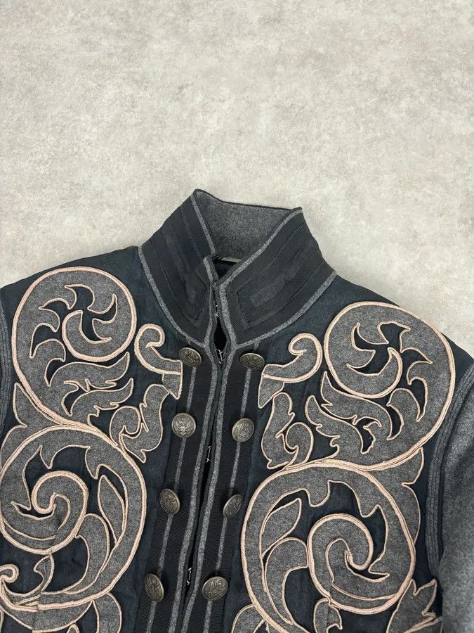 Dolce & Gabbana AW2009 Dolce & Gabbana Grey Wool Baroque Embroidered Officer Jacket Size 42R - 5 Thumbnail