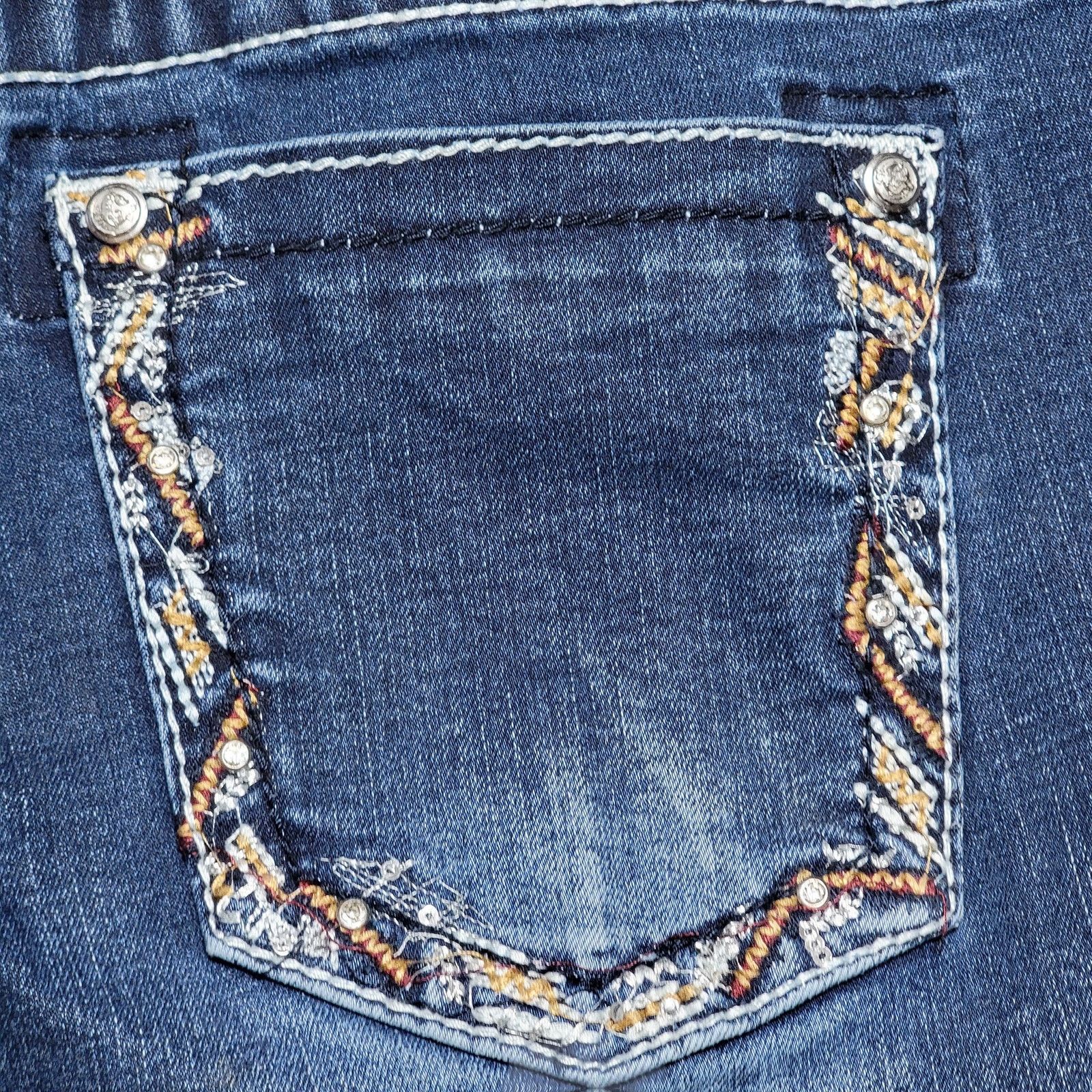 Grace in LA Grace In LA Jeans w/ Raw Hem Bell Bottoms & Bling - Size 28 Size 28" / US 6 / IT 42 - 6 Thumbnail