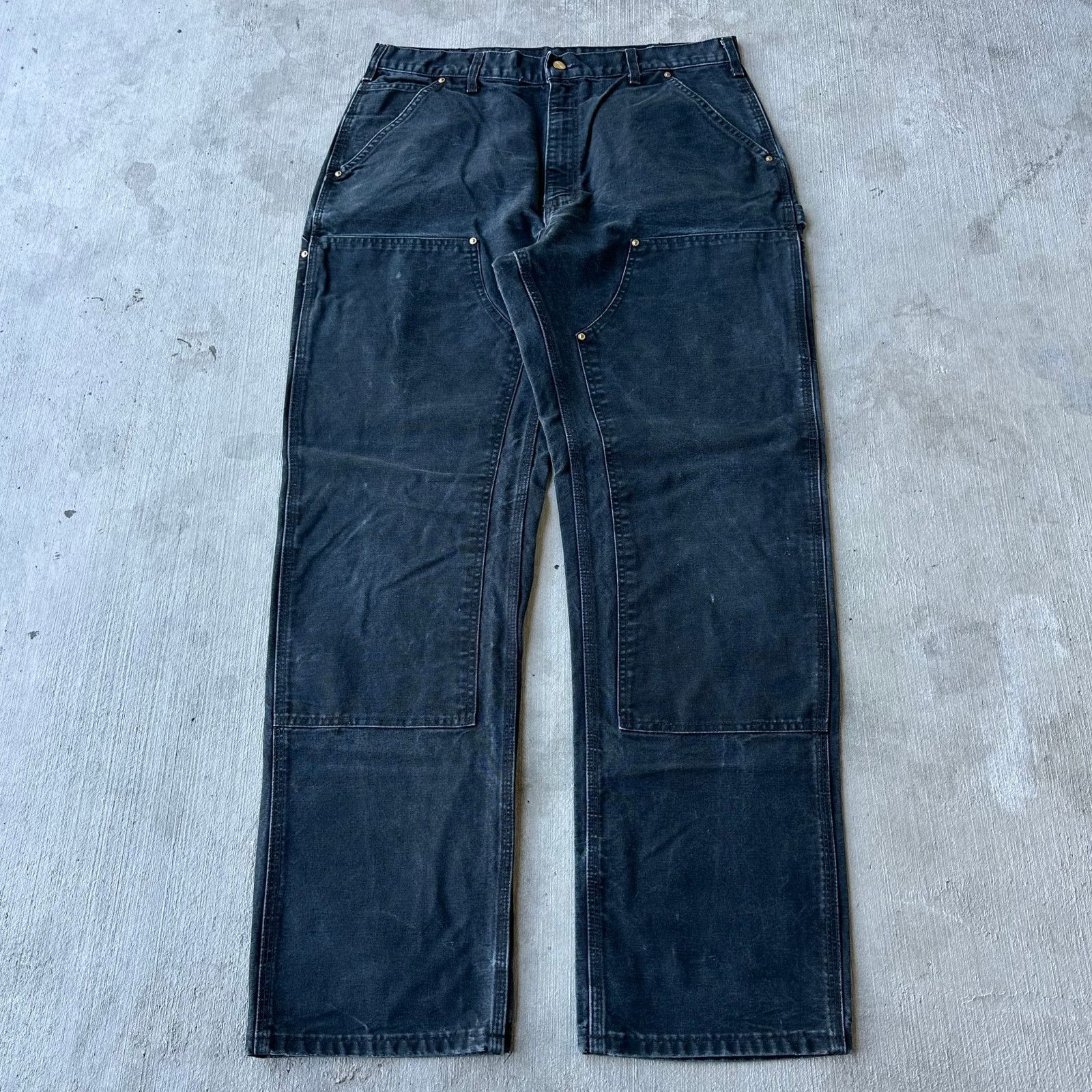 Vintage Y2K Carhartt black double knee work carpenter pants