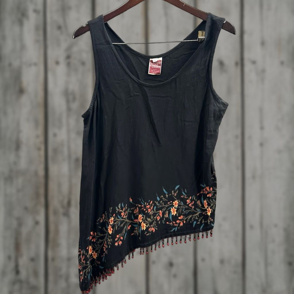 Vintage VINTAGE Magic Of The Moon Blouse L Black Floral Boho Cottagecore y2k Women Size L / US 10 / IT 46 - 1 Thumbnail