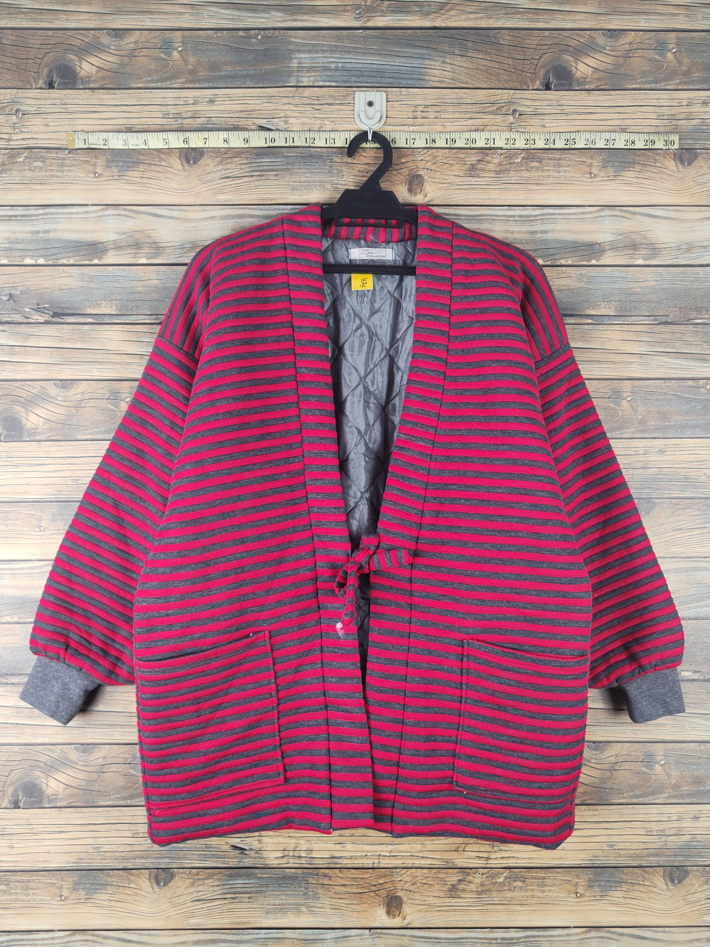 Vintage DL Dofe?? Red Gray Stripe Sweaters Kimono vintage #1675 Size US M / EU 48-50 / 2 - 1 Thumbnail
