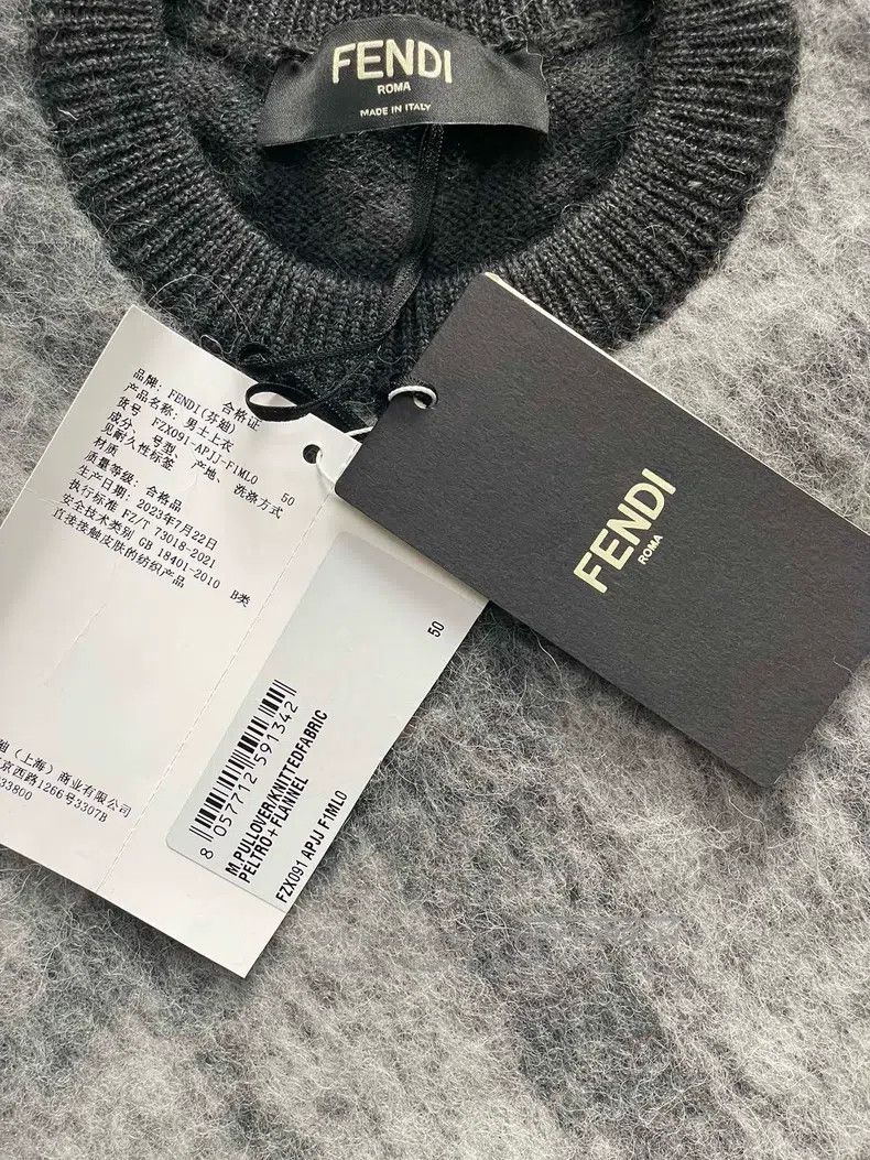 Fendi Fendi Men's Sweater, Smoke Gray, Made of a Blend of Malach Size US M / EU 48-50 / 2 - 4 Thumbnail