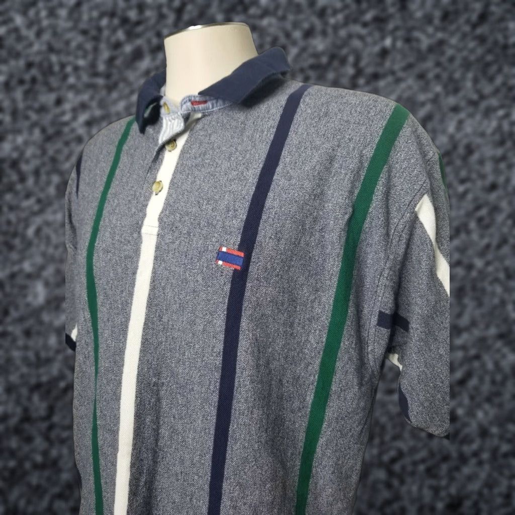 Bugle Boy VINTAGE Bugle Boy Polo Mens L Striped Polo Blue Green White 90s Casual Shirt Size US L / EU 52-54 / 3 - 1 Thumbnail