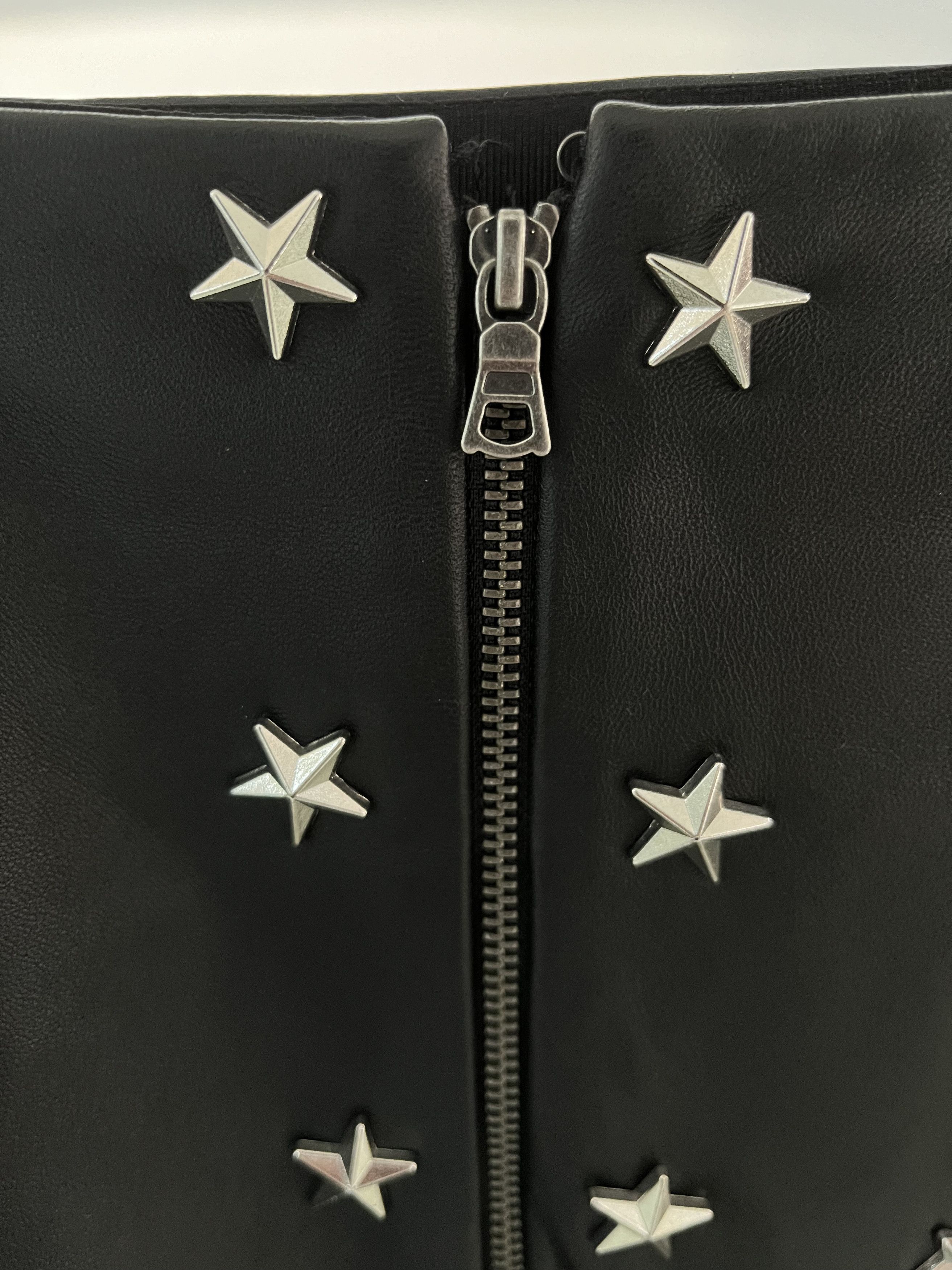 Alice + Olivia Black Lamb Leather Skirt With Overall Star Studded Size 25" / US 0 / IT 36 - 3 Thumbnail
