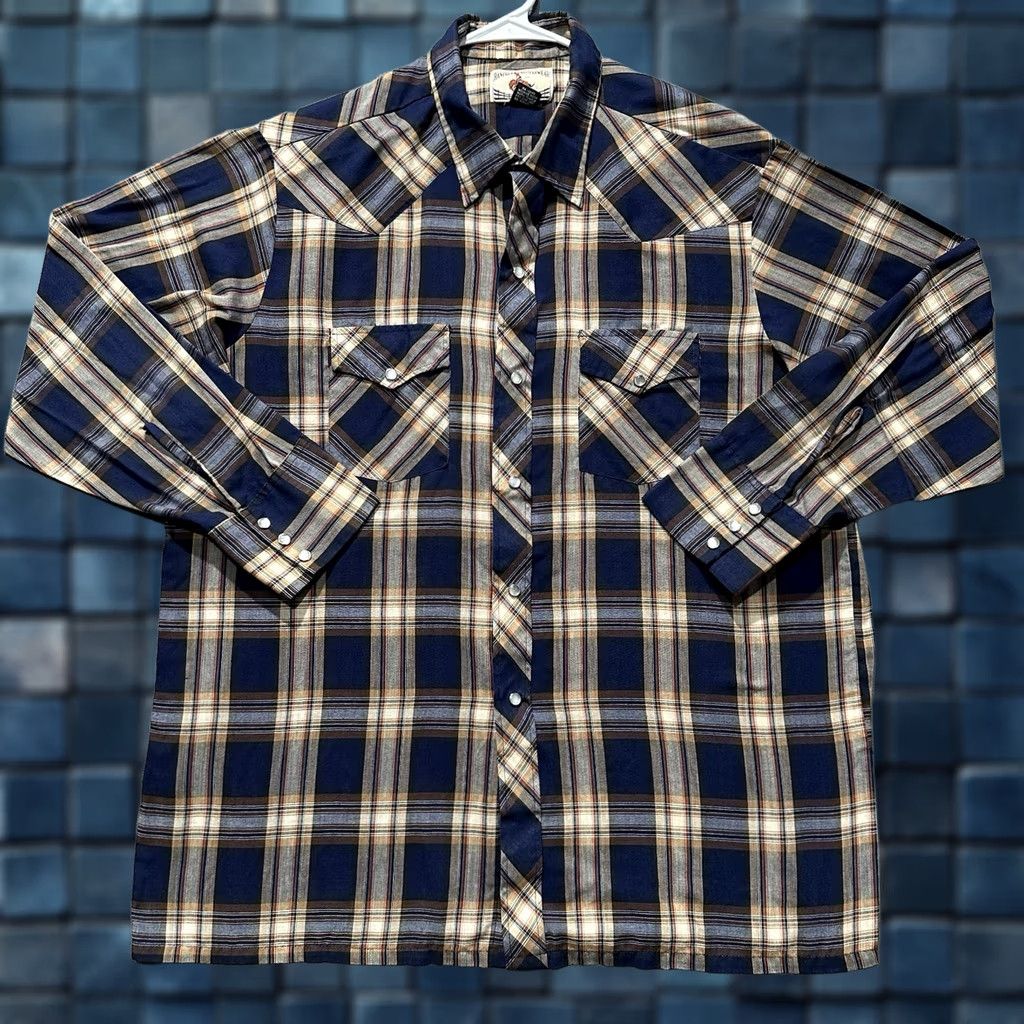 Vintage VINTAGE Rancher Western Wear Shirt Mens 1X Long Sleeve Blue USA Western Size US XL / EU 56 / 4 - 1 Thumbnail