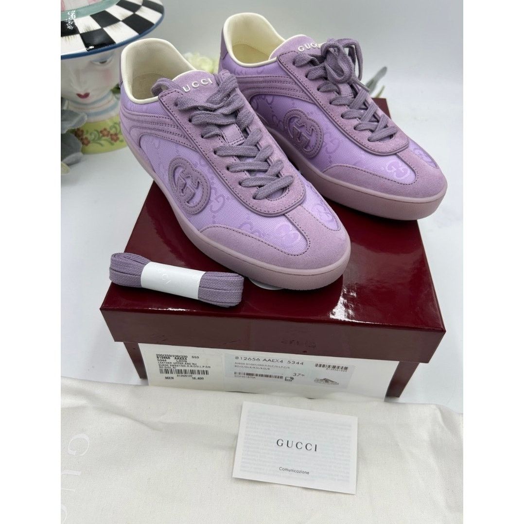 Gucci Gucci G 75 lilac suede sneakers interlocking G size 37.5 Size US 7.5 / IT 37.5 - 3 Thumbnail