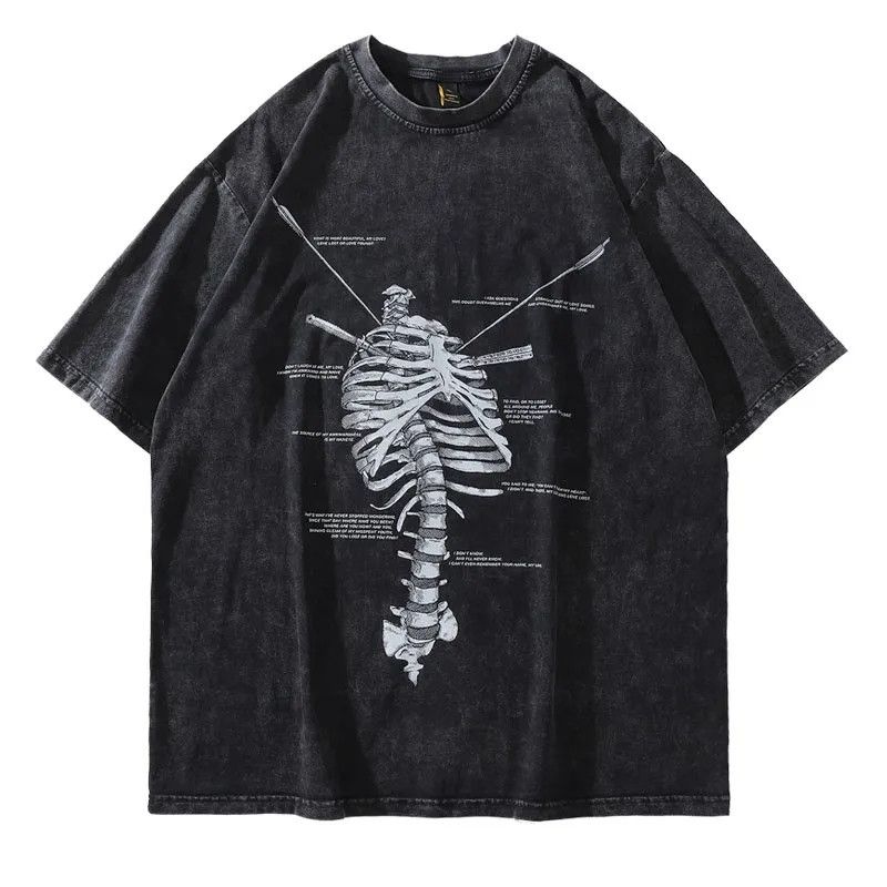 Japanese Brand × Vintage Streetwear Men Skeleton Oversized Printed Vintage T Shirt Size US L / EU 52-54 / 3 - 1 Thumbnail