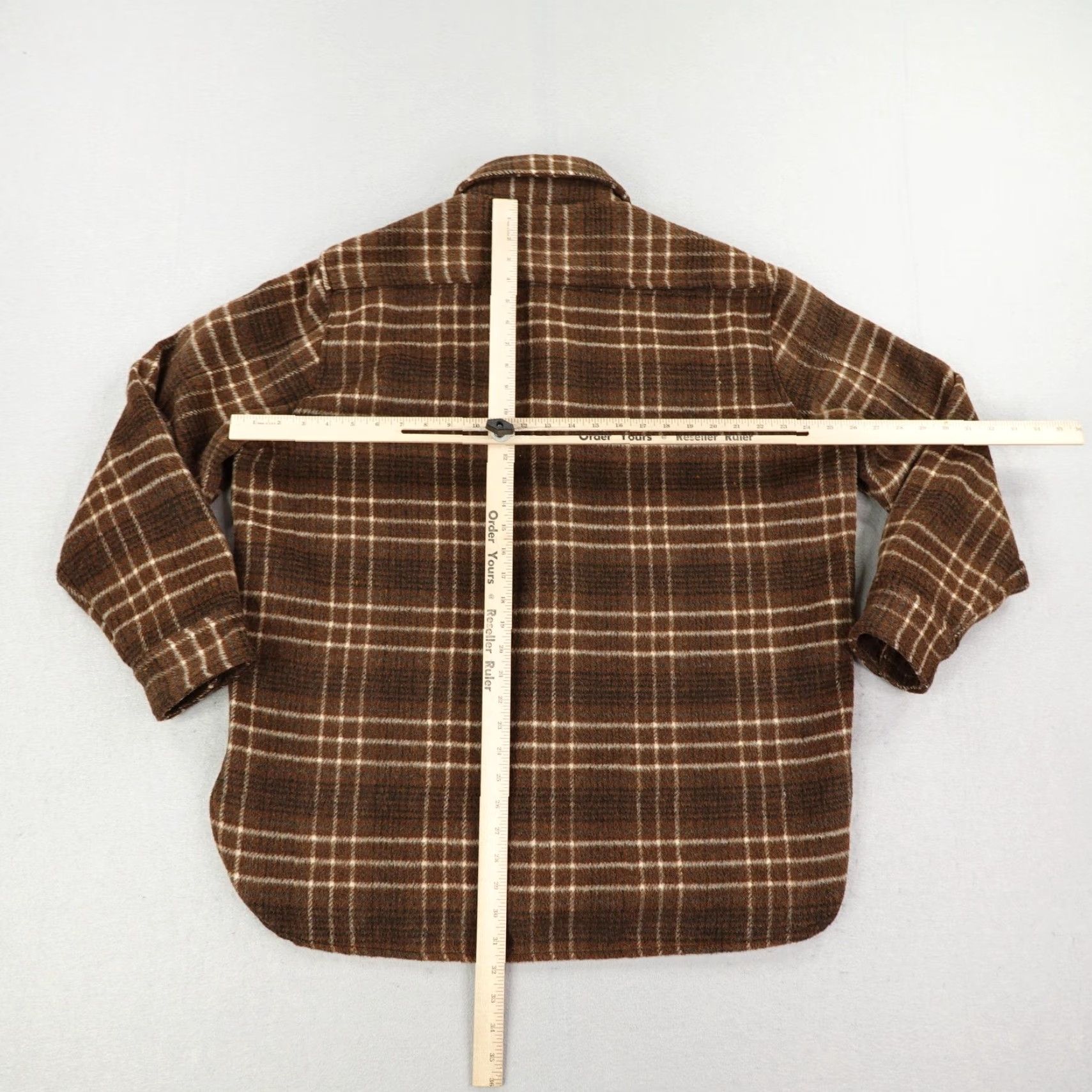 Allsaints AllSaints Shirt Mens Large Brown Plaid Fleece Nikko Long Sleeve Heavy Shacket Size US L / EU 52-54 / 3 - 6 Thumbnail