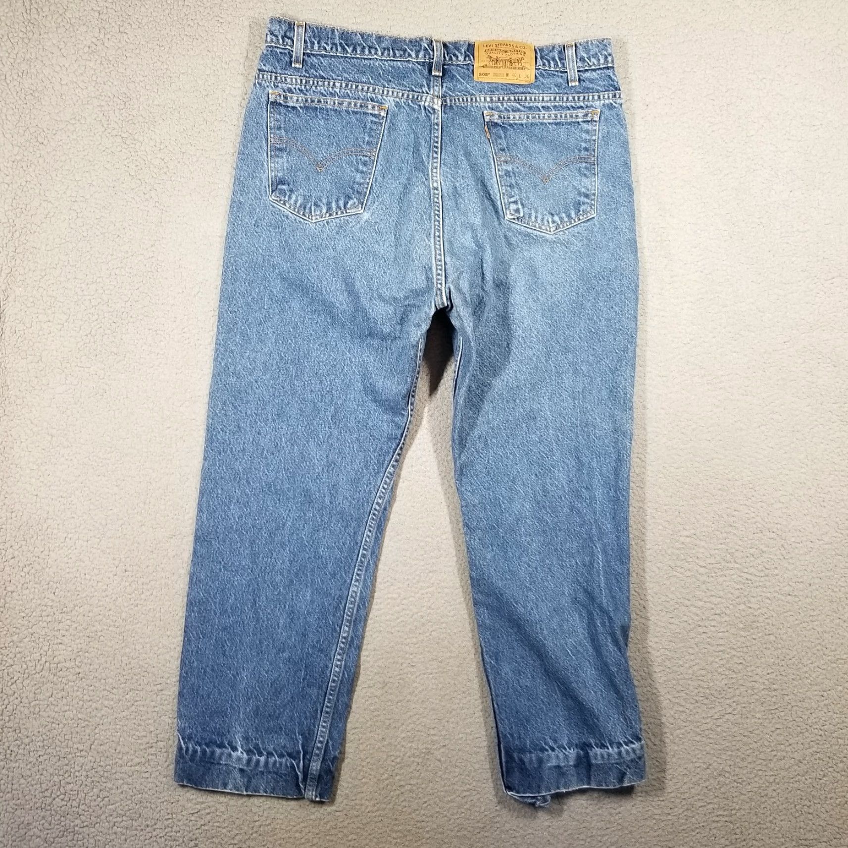 Levi's VINTAGE Levi’s 505 Jeans Orange Tab Straight Fit Denim Blue 36x27 Mens 90s USA Orange Tab 5-Pocket Jeans Size US 36 / EU 52 - 3 Thumbnail