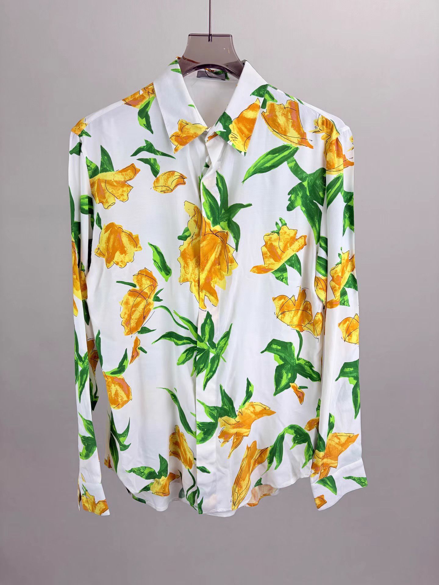 Dior DIOR Runway Floral Satin Long-Sleeve Shirt K1 Size US XXS / EU 40 - 1 Thumbnail