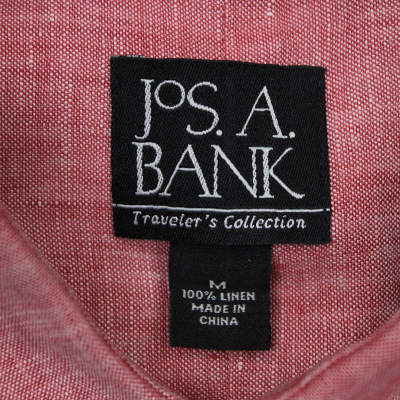 Jos. A. Bank Jos. A. Bank Shirt Mens Medium Heather Red 100% Linen Traveler's L/S Button Down Size US M / EU 48-50 / 2 - 7 Thumbnail