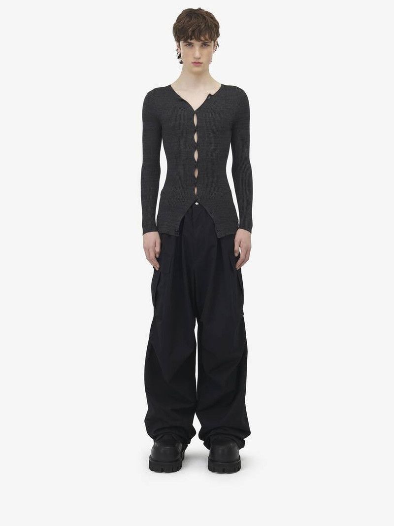 Alexander McQueen o1srvl11e0226 Rib Knit Cardigan In Black Size US XL / EU 56 / 4 - 2 Thumbnail