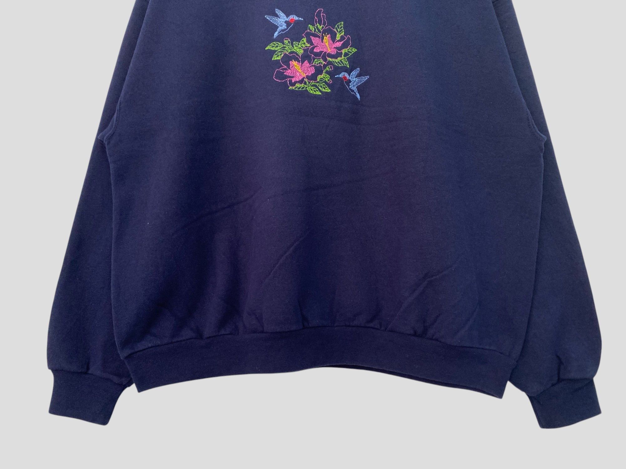 Habitat × Jerzees × Vintage Vintage Humming Bird Flower Sweatshirt Blueblack Extra Large Size US XL / EU 56 / 4 - 4 Thumbnail