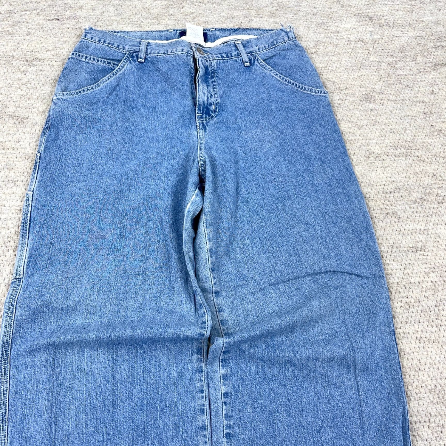 Guess VINTAGE GUESS Jeans Carpenter 32x31 Men Distressed 90s Grunge Blue Denim Leather Patch Relaxed Fit Jeans Mens Size US 32 / EU 48 - 6 Thumbnail