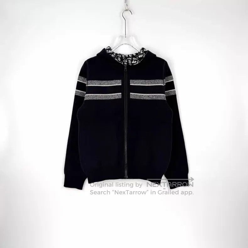 Dior Dior Dark blue letter cashmere zipper hooded jacket Size XS / US 0-2 / IT 36-38 - 3 Thumbnail