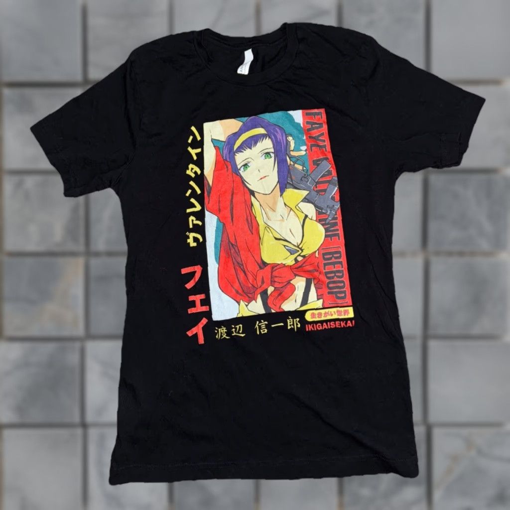 Vintage VINTAGE Cowboy Bebop Anime T-Shirt Faye Valentine Black Medium Mens Short Sleeve Graphic Print Cotton 19x27 90s Size US M / EU 48-50 / 2 - 1 Thumbnail