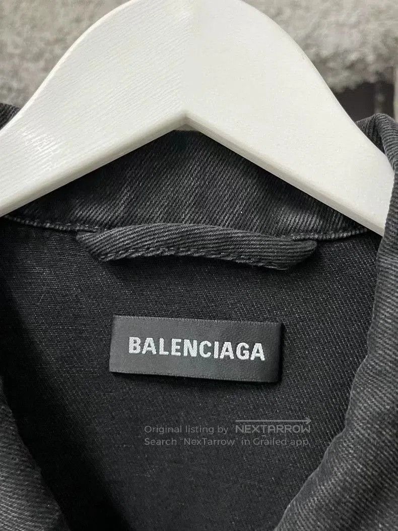 Balenciaga Balenciaga Black Red Logo Denim Jacket. Size US S / EU 44-46 / 1 - 6 Thumbnail