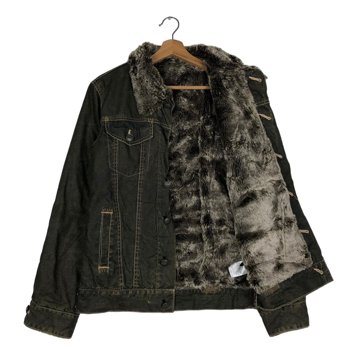Japanese Brand 🔥VINTAGE BIKER JACKET TRUCKER MINK FUR LINING ISSEY MIYAKE Size US S / EU 44-46 / 1 - 13 Thumbnail