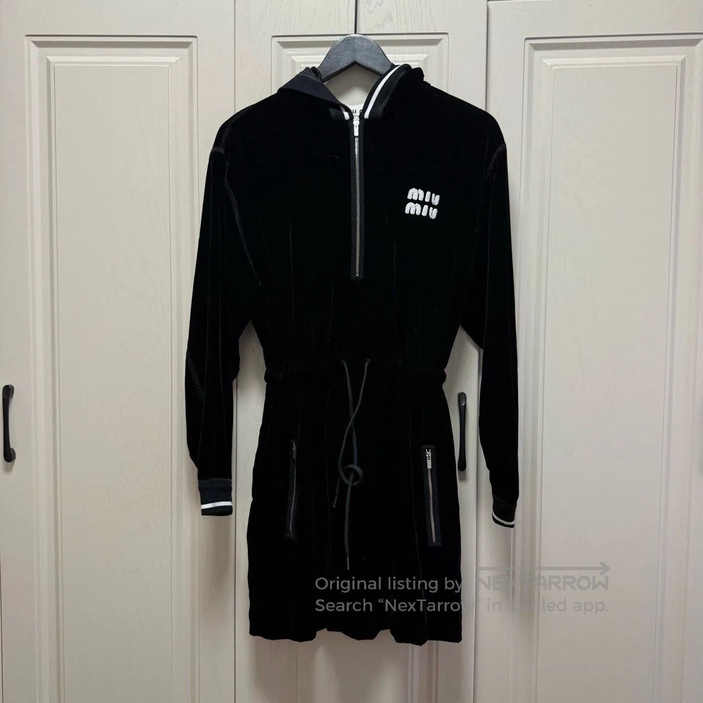 Miu Miu Miu Miu Black Letter Logo Velvet Dress. Size S / US 4 / IT 40 - 1 Thumbnail